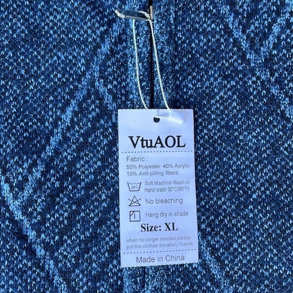 VtuAOL Zip-Up Fleece Lined Knitted Sweater - Picture 4 of 10